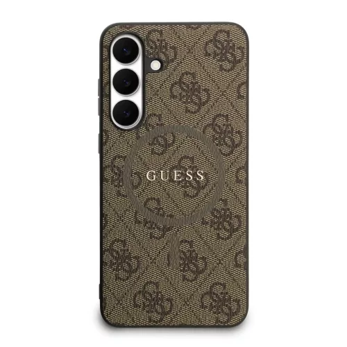 Guess PU Leather 4G Colored Ring MagSafe tok Samsung Galaxy S25 FE készülékhez barna