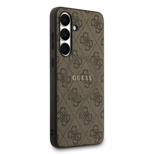 Guess PU Leather 4G Colored Ring MagSafe tok Samsung Galaxy S25 FE készülékhez barna