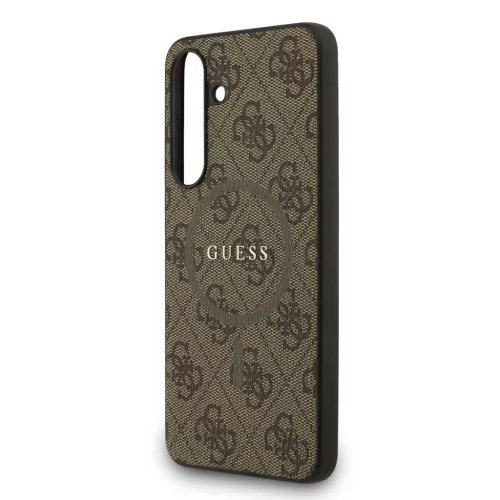 Guess PU Leather 4G Colored Ring MagSafe tok Samsung Galaxy S25 FE készülékhez barna