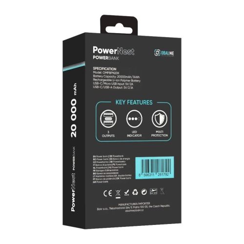 OBAL:ME PowerNest powerbank 20000mAh fekete (sérült bliszter)