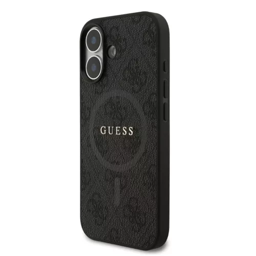 Guess PU bőr 4G Colored Ring MagSafe tok iPhone 17 készülékhez fekete