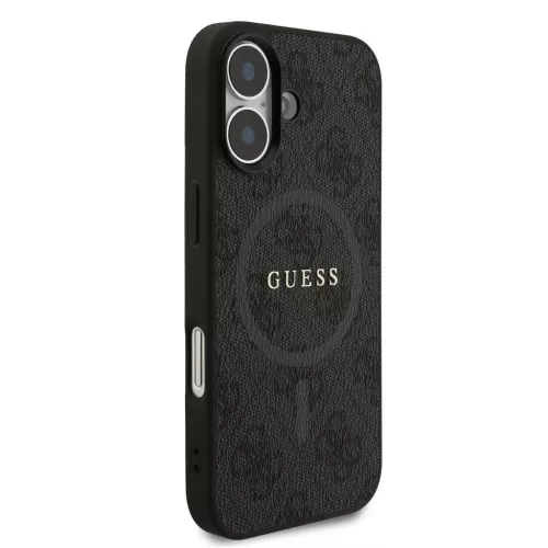 Guess PU bőr 4G Colored Ring MagSafe tok iPhone 17 készülékhez fekete