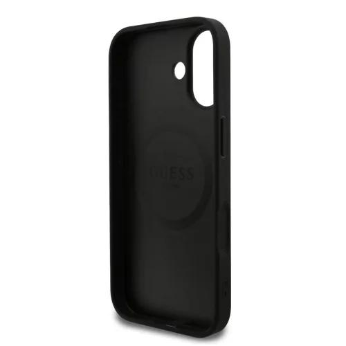 Guess PU bőr 4G Colored Ring MagSafe tok iPhone 17 készülékhez fekete