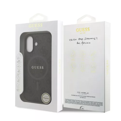 Guess PU bőr 4G Colored Ring MagSafe tok iPhone 17 készülékhez fekete