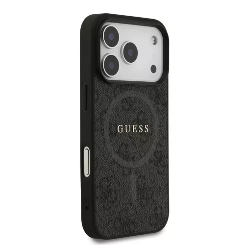 Guess PU Leather 4G Colored Ring MagSafe tok iPhone 17 Pro készülékhez fekete