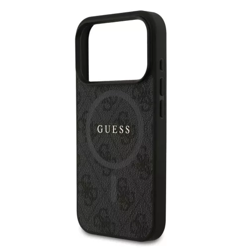 Guess PU Leather 4G Colored Ring MagSafe tok iPhone 17 Pro készülékhez fekete