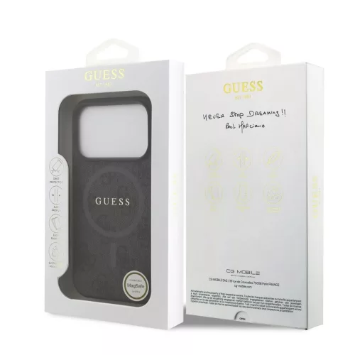 Guess PU Leather 4G Colored Ring MagSafe tok iPhone 17 Pro készülékhez fekete