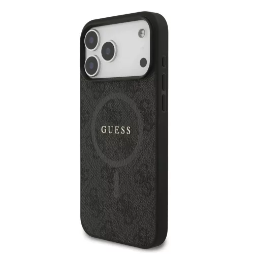 Guess PU Leather 4G Colored Ring MagSafe tok iPhone 17 Pro Max készülékhez fekete