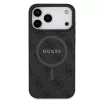 Guess PU Leather 4G Colored Ring MagSafe tok iPhone 17 Pro Max készülékhez fekete