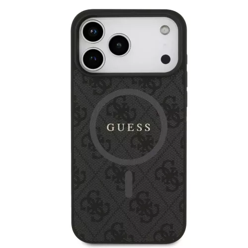 Guess PU Leather 4G Colored Ring MagSafe tok iPhone 17 Pro Max készülékhez fekete
