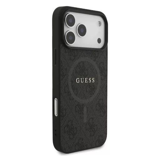 Guess PU Leather 4G Colored Ring MagSafe tok iPhone 17 Pro Max készülékhez fekete