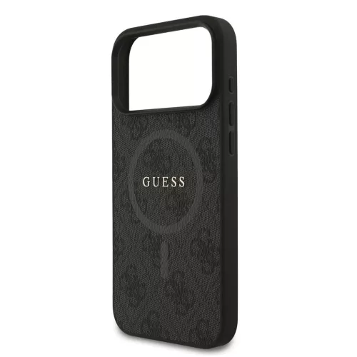 Guess PU Leather 4G Colored Ring MagSafe tok iPhone 17 Pro Max készülékhez fekete