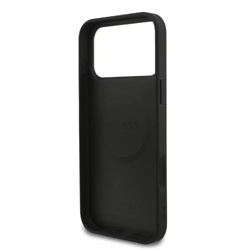 Guess PU Leather 4G Colored Ring MagSafe tok iPhone 17 Pro Max készülékhez fekete