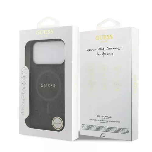 Guess PU Leather 4G Colored Ring MagSafe tok iPhone 17 Pro Max készülékhez fekete