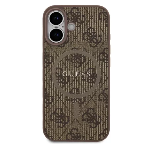 Guess PU bőr 4G színes gyűrű MagSafe tok iPhone 17 készülékhez barna