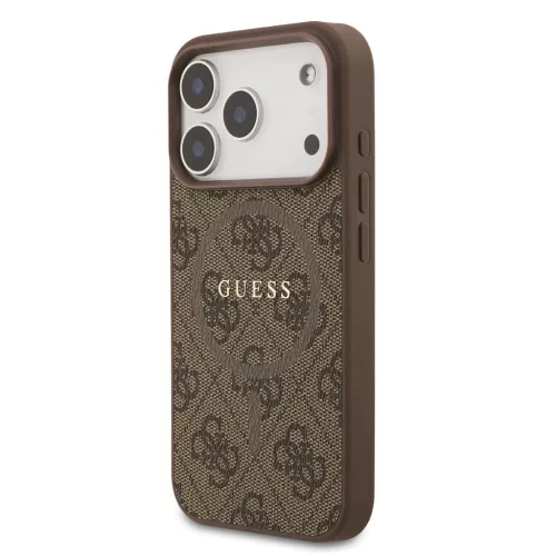 Guess PU bőr 4G Colored Ring MagSafe tok iPhone 17 Pro készülékhez barna