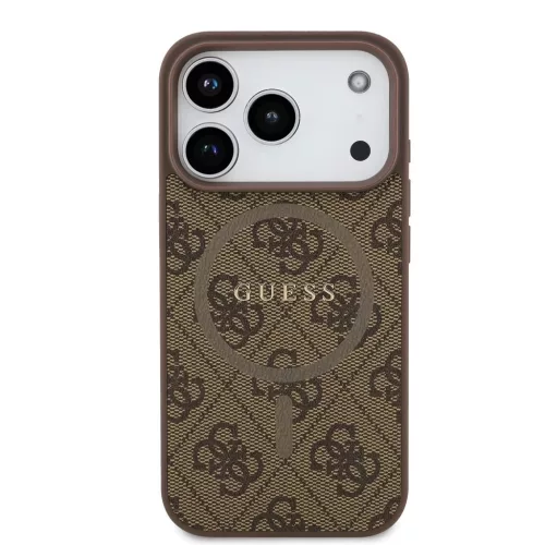 Guess PU bőr 4G Colored Ring MagSafe tok iPhone 17 Pro készülékhez barna