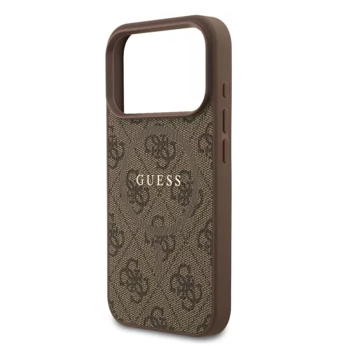 Guess PU bőr 4G Colored Ring MagSafe tok iPhone 17 Pro készülékhez barna