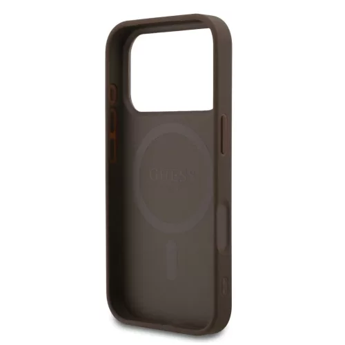 Guess PU bőr 4G Colored Ring MagSafe tok iPhone 17 Pro készülékhez barna
