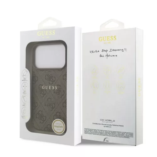 Guess PU bőr 4G Colored Ring MagSafe tok iPhone 17 Pro készülékhez barna