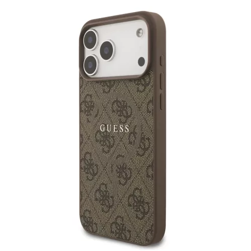 Guess PU bőr 4G Colored Ring MagSafe tok iPhone 17 Pro Max készülékhez barna