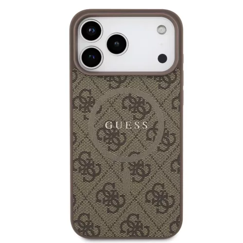 Guess PU bőr 4G Colored Ring MagSafe tok iPhone 17 Pro Max készülékhez barna