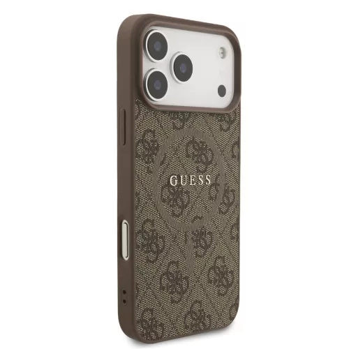 Guess PU bőr 4G Colored Ring MagSafe tok iPhone 17 Pro Max készülékhez barna