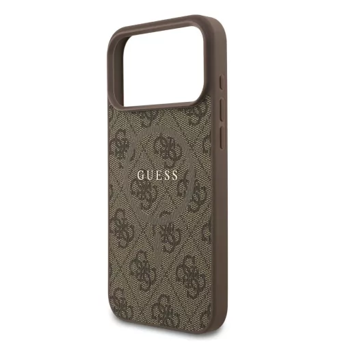 Guess PU bőr 4G Colored Ring MagSafe tok iPhone 17 Pro Max készülékhez barna