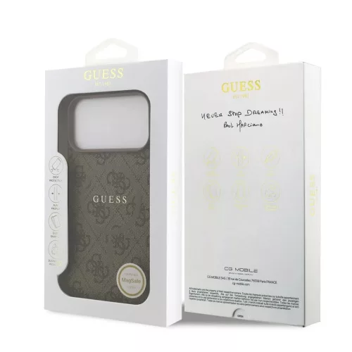 Guess PU bőr 4G Colored Ring MagSafe tok iPhone 17 Pro Max készülékhez barna