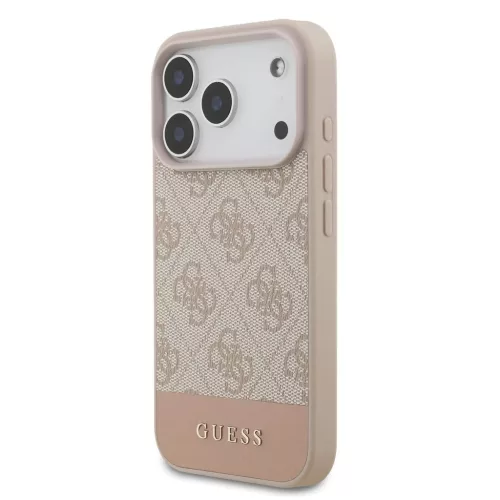 Guess PU 4G Stripe tok iPhone 17 Pro készülékhez rózsaszín
