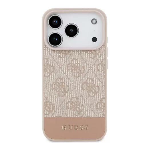 Guess PU 4G Stripe tok iPhone 17 Pro készülékhez rózsaszín