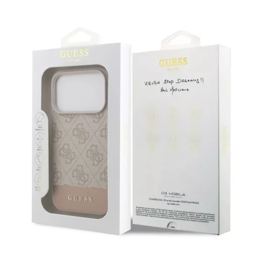 Guess PU 4G Stripe tok iPhone 17 Pro készülékhez rózsaszín