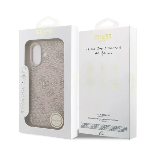 Guess PU bőr 4G Colored Ring MagSafe tok iPhone 17 készülékhez rózsaszín