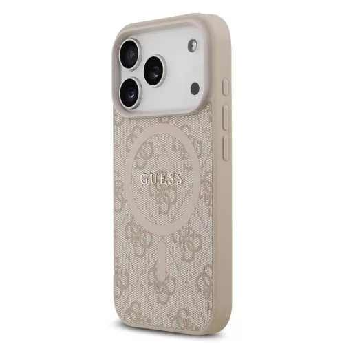 Guess PU Leather 4G Colored Ring MagSafe tok iPhone 17 Pro készülékhez rózsaszín
