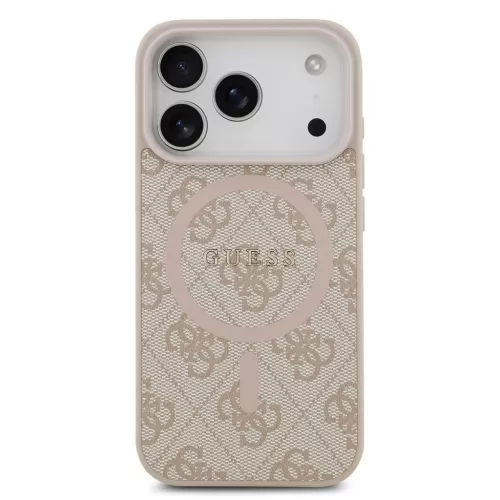 Guess PU Leather 4G Colored Ring MagSafe tok iPhone 17 Pro készülékhez rózsaszín