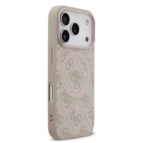 Guess PU Leather 4G Colored Ring MagSafe tok iPhone 17 Pro készülékhez rózsaszín