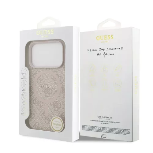 Guess PU Leather 4G Colored Ring MagSafe tok iPhone 17 Pro készülékhez rózsaszín