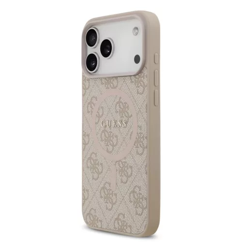 Guess PU Leather 4G Colored Ring MagSafe tok iPhone 17 Pro Max készülékhez rózsaszín