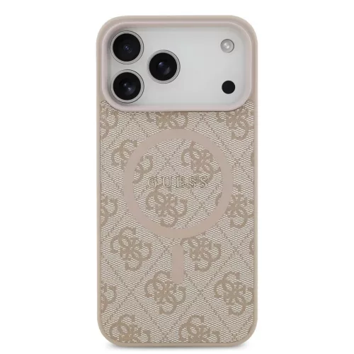 Guess PU Leather 4G Colored Ring MagSafe tok iPhone 17 Pro Max készülékhez rózsaszín
