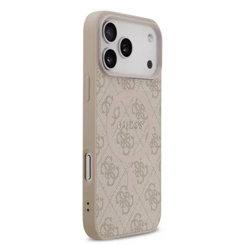 Guess PU Leather 4G Colored Ring MagSafe tok iPhone 17 Pro Max készülékhez rózsaszín
