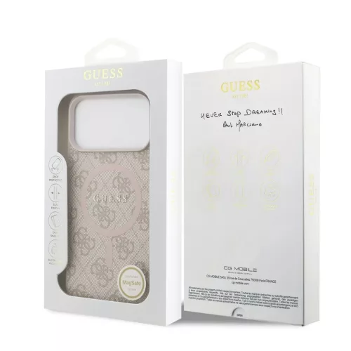Guess PU Leather 4G Colored Ring MagSafe tok iPhone 17 Pro Max készülékhez rózsaszín