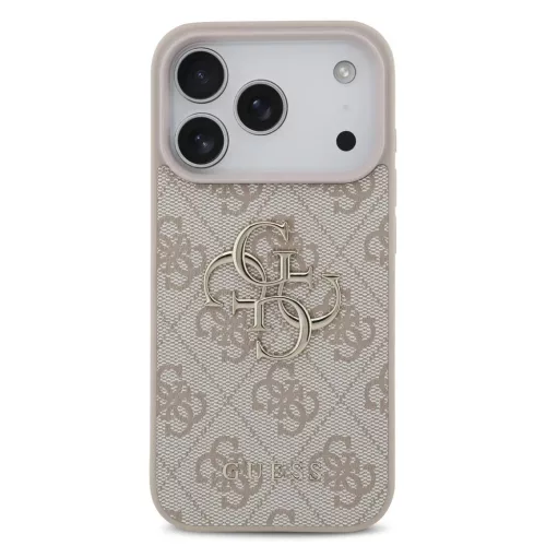 Guess PU 4G Metal Logo tok iPhone 17 Pro készülékhez rózsaszín