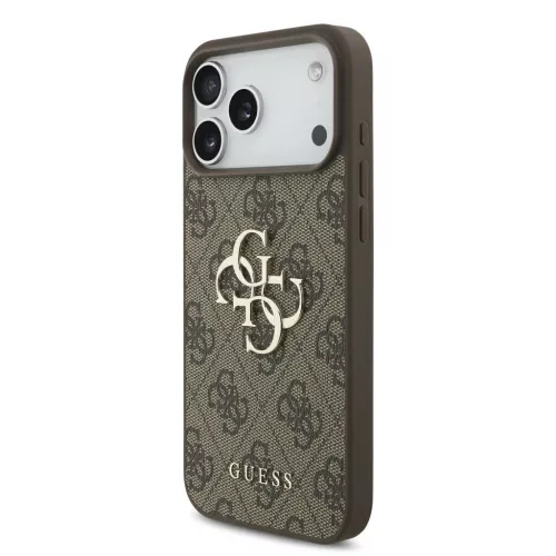 Guess PU 4G Metal Logo Strap tok iPhone 17 Pro Max készülékhez barna