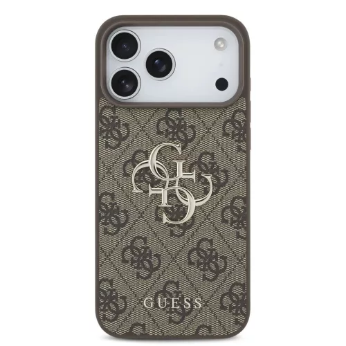 Guess PU 4G Metal Logo Strap tok iPhone 17 Pro Max készülékhez barna