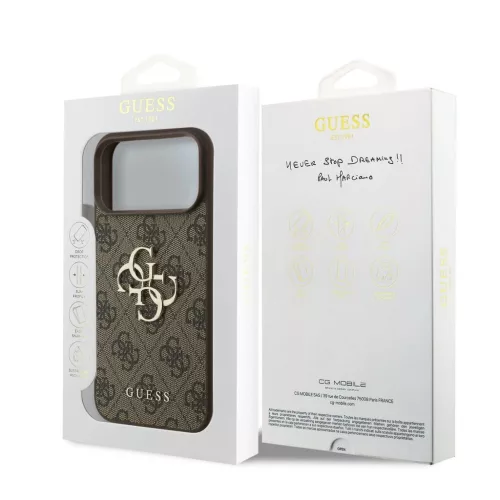 Guess PU 4G Metal Logo Strap tok iPhone 17 Pro Max készülékhez barna