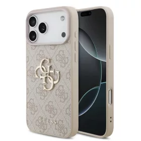   Guess PU 4G fém logózós pántos tok iPhone 17 Pro Max készülékhez rózsaszín