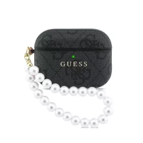   Guess PU 4G Classic Logo Pearl Strap tok AirPods Pro 3 készülékhez fekete