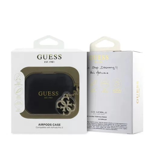 Guess 4G Charm szilikon tok AirPods Pro 3 készülékhez fekete