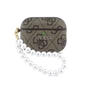   Guess PU 4G Classic Logo Pearl Strap tok AirPods Pro 3 készülékhez barna