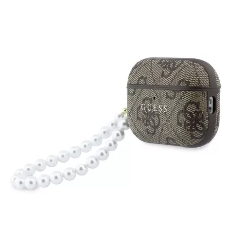 Guess PU 4G Classic Logo Pearl Strap tok AirPods Pro 3 készülékhez barna